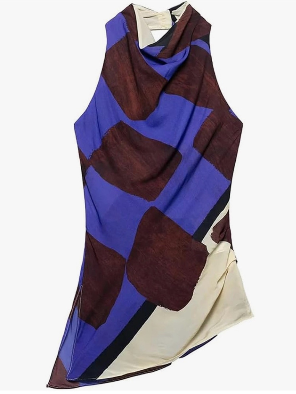 Zara Blue Purple Brown Abstract Print Sleeveless Tank Top
